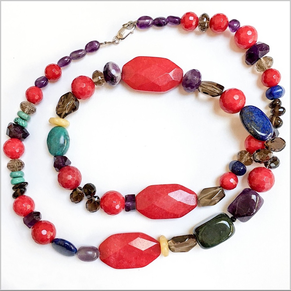 Abel Necklace Raspberry Quartz Multi-Stone 30” St… - image 3